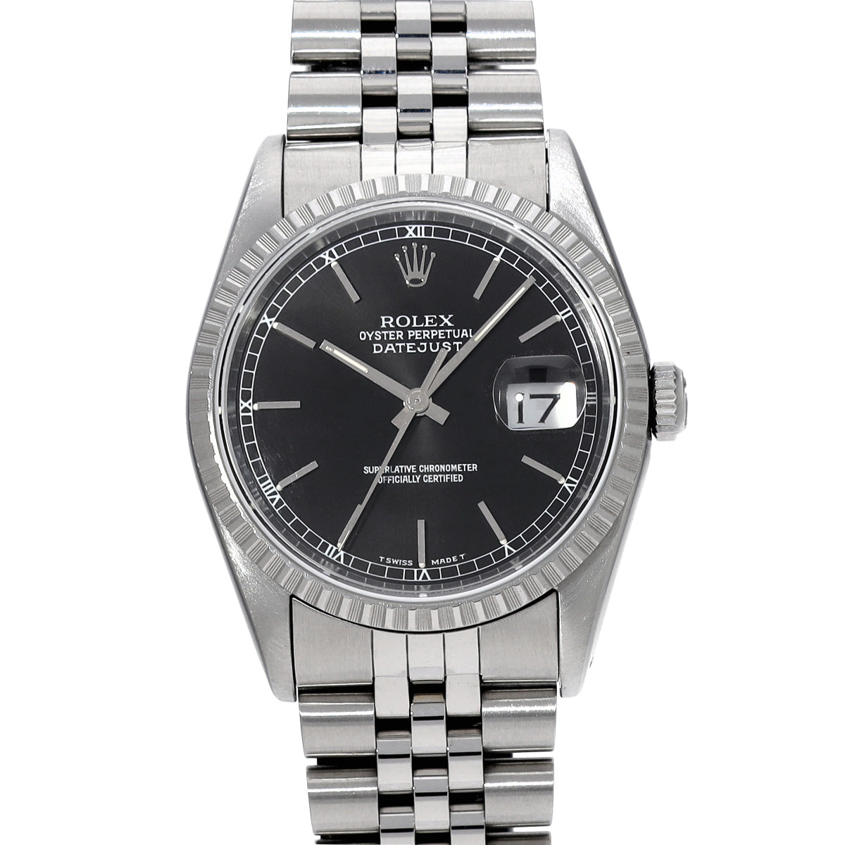 DATE JUST 16220 X (manufactured circa 1993) Black ROLEX Men's [Pre-Owned].