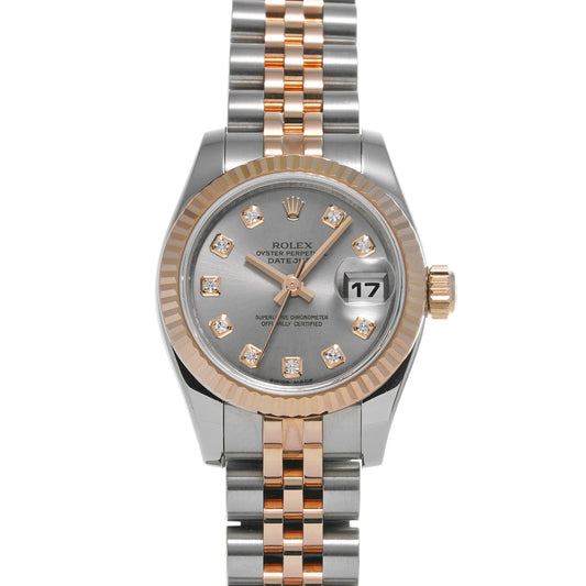 DATE JUST 179171G M (manufactured circa 2007) Gray/Diamond ROLEX Ladies [Pre-Owned].