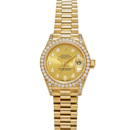 DATE JUST 69158G W (made around 1994) Champagne/Diamond ROLEX Ladies [Pre-Owned].