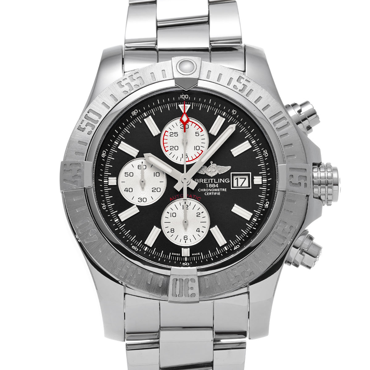 Super Avenger II A1337111/BC29 Black/Silver BREITLING Men's [Pre-Owned].