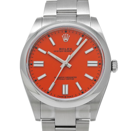 Oyster Perpetual 41 124300 Random Serial Coral Red ROLEX Men's [Pre-Owned].