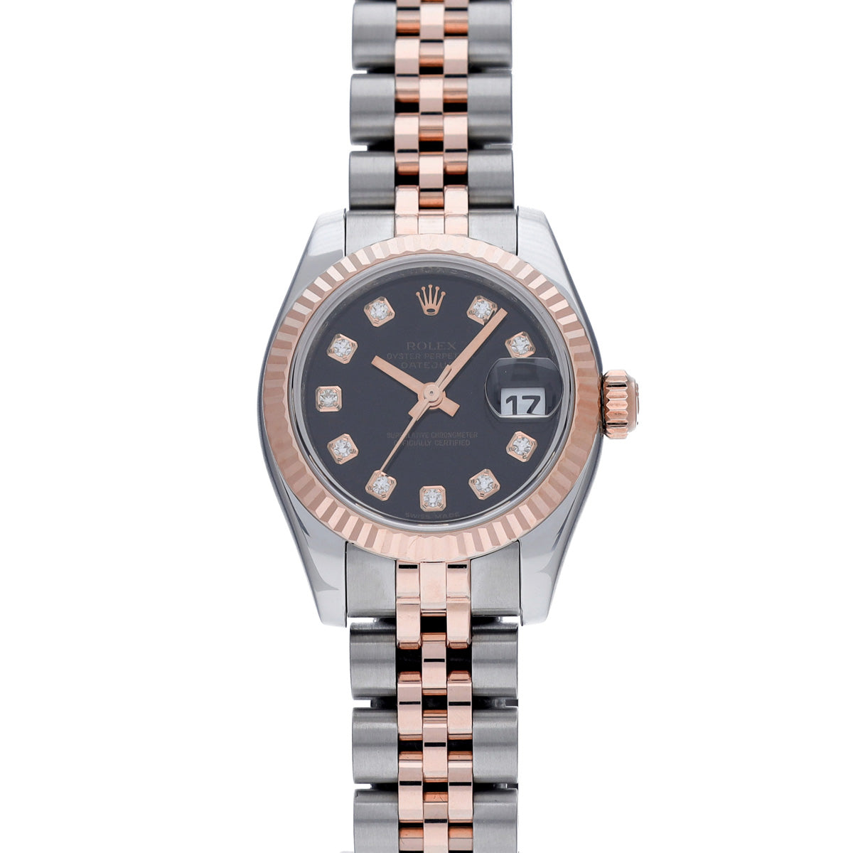 DATE JUST 179171G (manufactured circa 2005) Black/Diamond ROLEX Ladies [Pre-Owned].