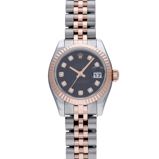 DATE JUST 179171G (manufactured circa 2005) Black/Diamond ROLEX Ladies [Pre-Owned].