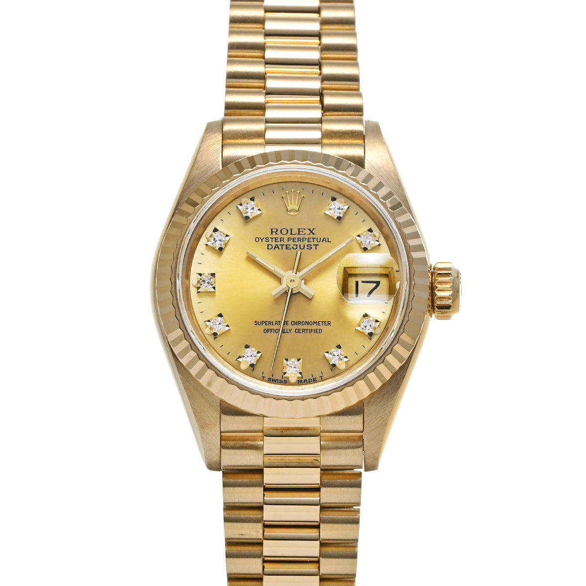 DATE JUST 69178G L (manufactured circa 1989) Champagne/Diamond ROLEX Ladies [Pre-Owned].