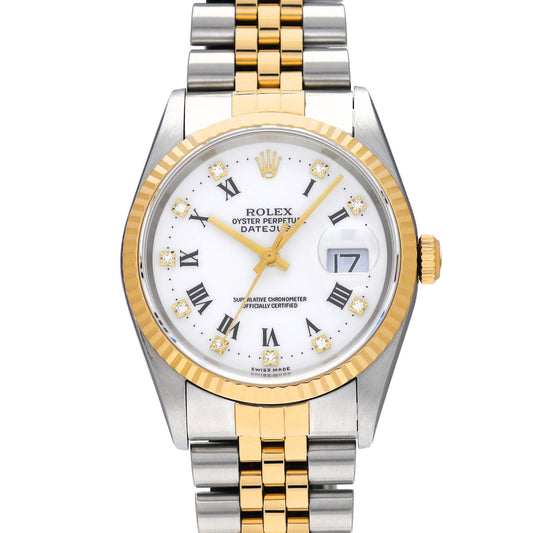 DATE JUST 16233G T (manufactured circa 1997) White/Diamond ROLEX Men's [Pre-Owned].