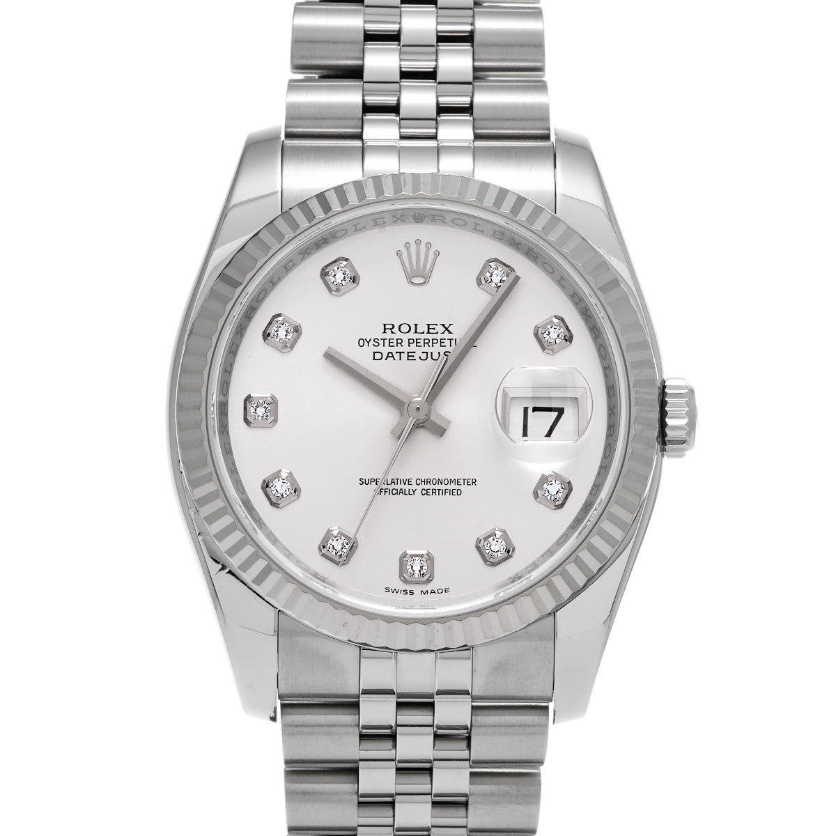 DATE JUST 116234G Z (manufactured circa 2007) Silver/Diamond ROLEX Men's [Pre-Owned].