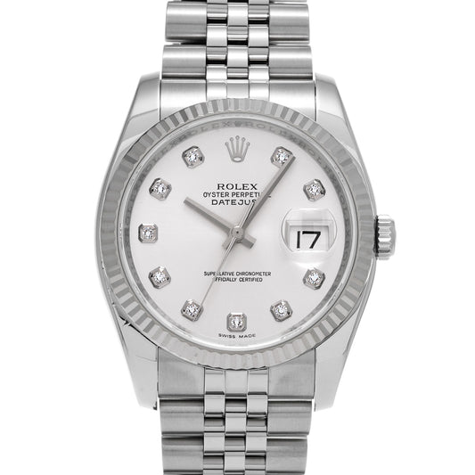 DATE JUST 116234G Z (manufactured circa 2007) Silver/Diamond ROLEX Men's [Pre-Owned].