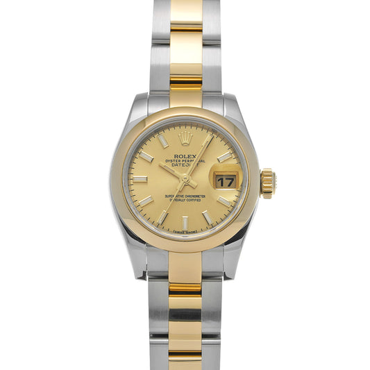 DATE JUST 179163 Random Serial Champagne ROLEX Ladies [Pre-Owned].