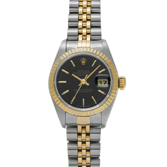 DATE JUST 69173 U No. (manufactured circa 1997) Black ROLEX Ladies [Pre-Owned].