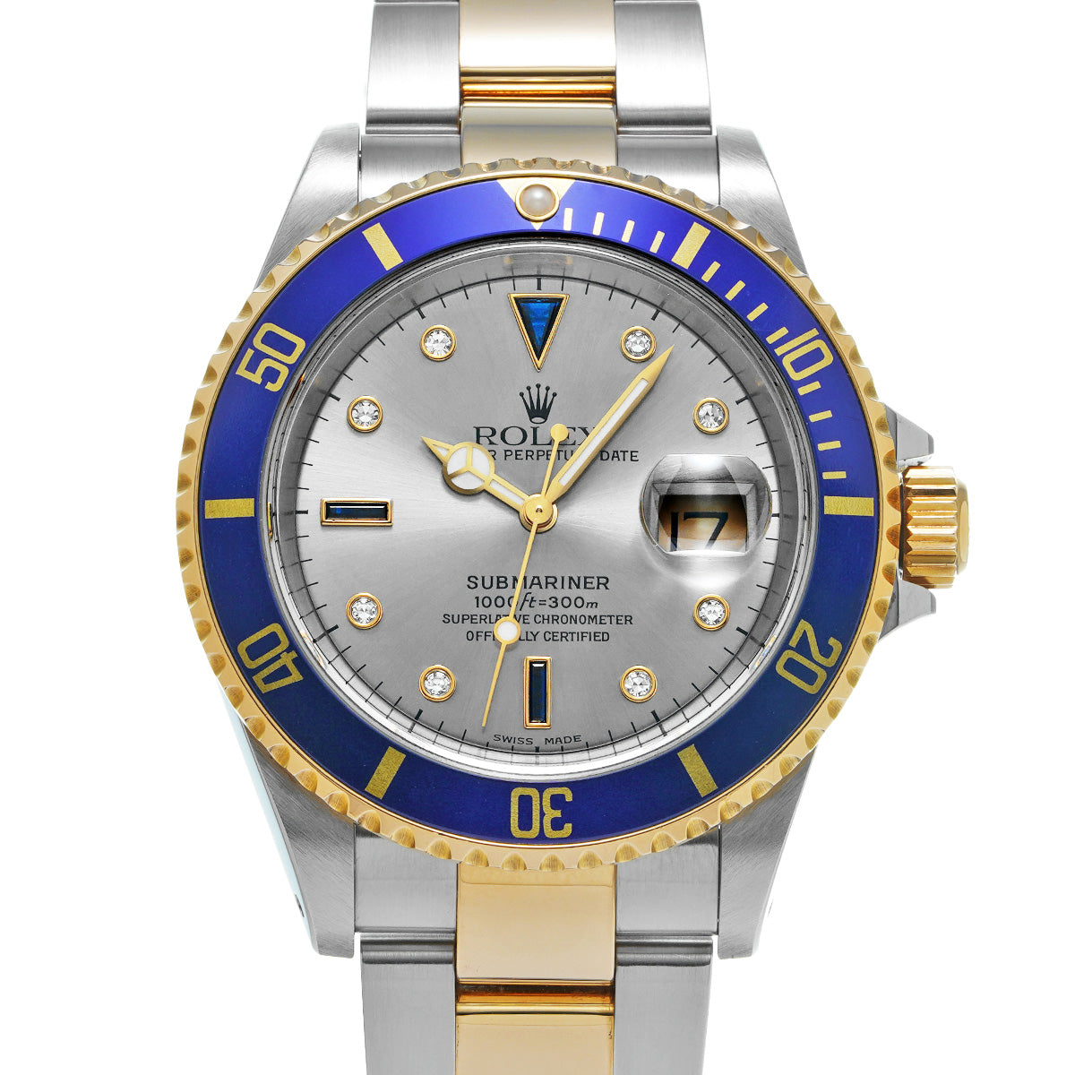 Submariner Date 16613SG K (manufactured circa 2002) Gray/Sapphire/Diamond ROLEX Men's [Pre-Owned].