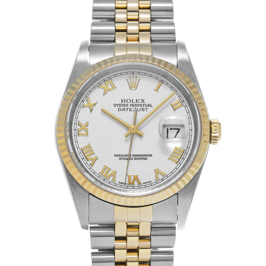 DATE JUST 16233 Y (made around 2002) White ROLEX Men's [Pre-Owned].