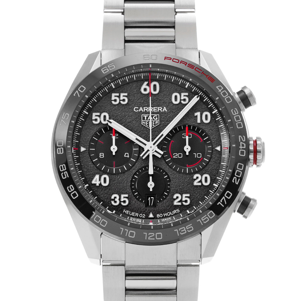 Carrera Calibre Heuer 02 Chronograph Porsche CBN2A1F.BA0643 Gray/Black TAG HEUER Men's [Pre-Owned].