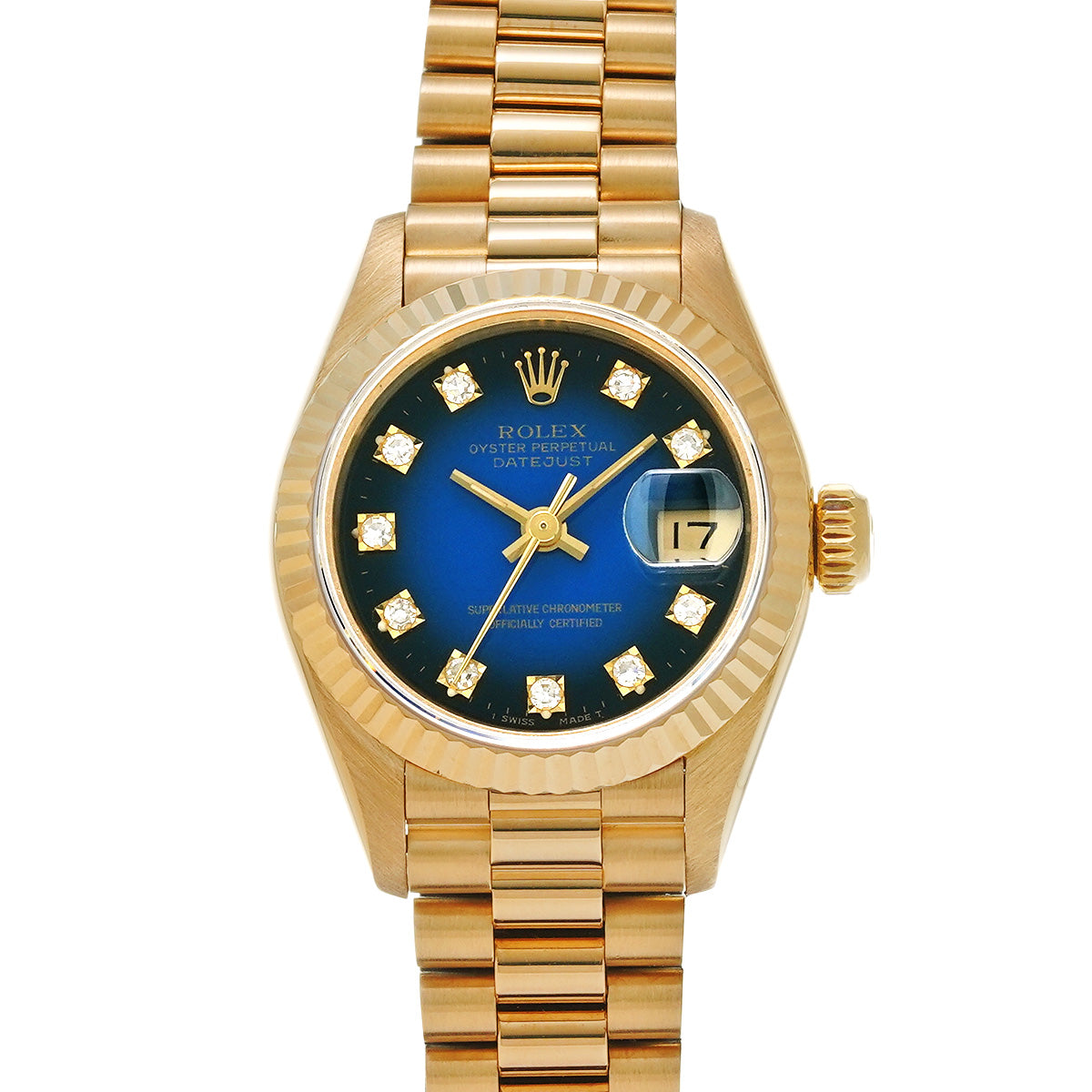 DATE JUST 69178G L (manufactured circa 1990) Blue Gradation/Diamond ROLEX Ladies [Pre-Owned].