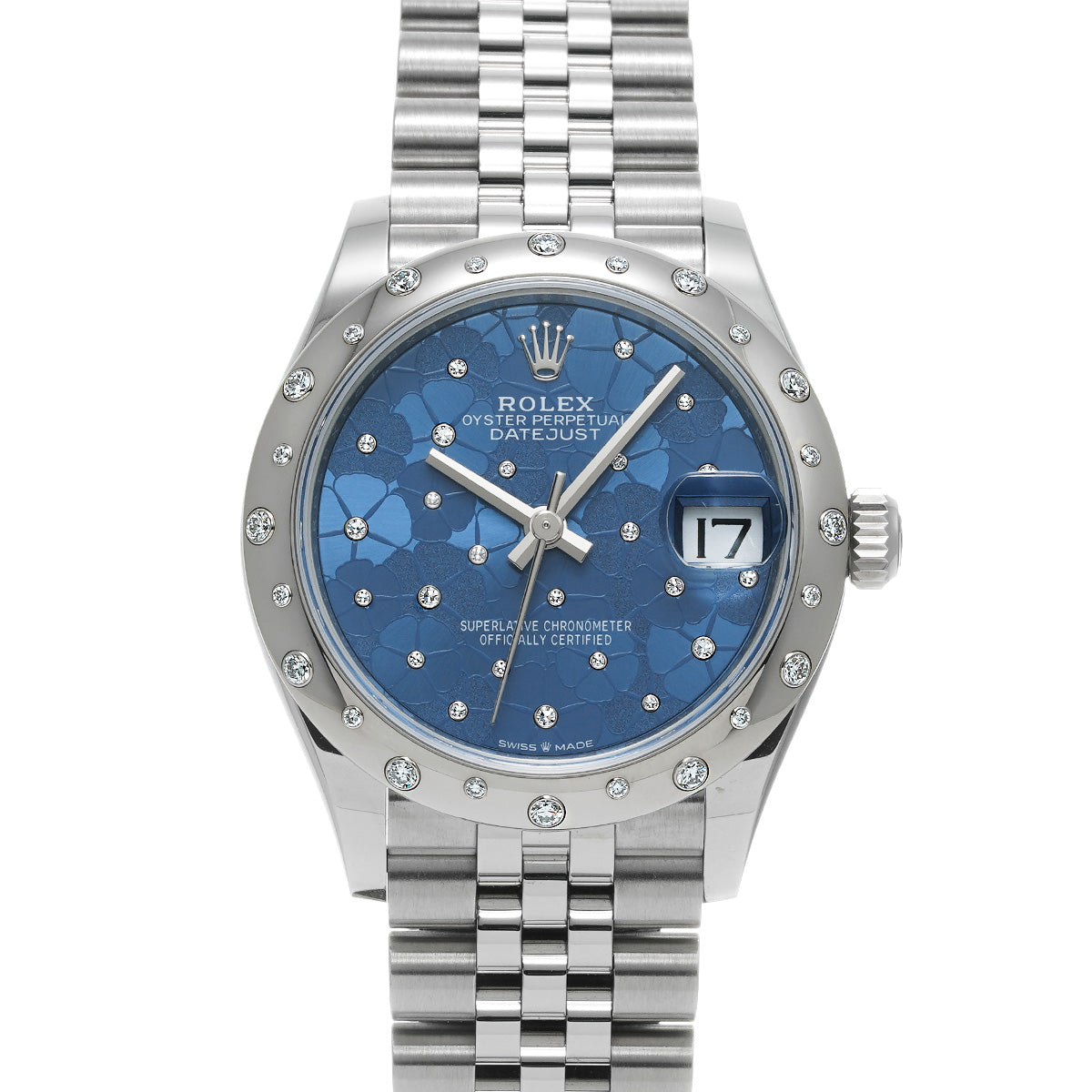 DATE JUST 31 278344RBR Random Serial Azzurro Blue Floral-Motif/Diamond ROLEX Unisex [Pre-Owned].