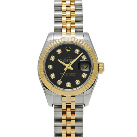 DATE JUST 179173G F (manufactured circa 2003) Black/Diamond ROLEX Ladies [Pre-Owned].