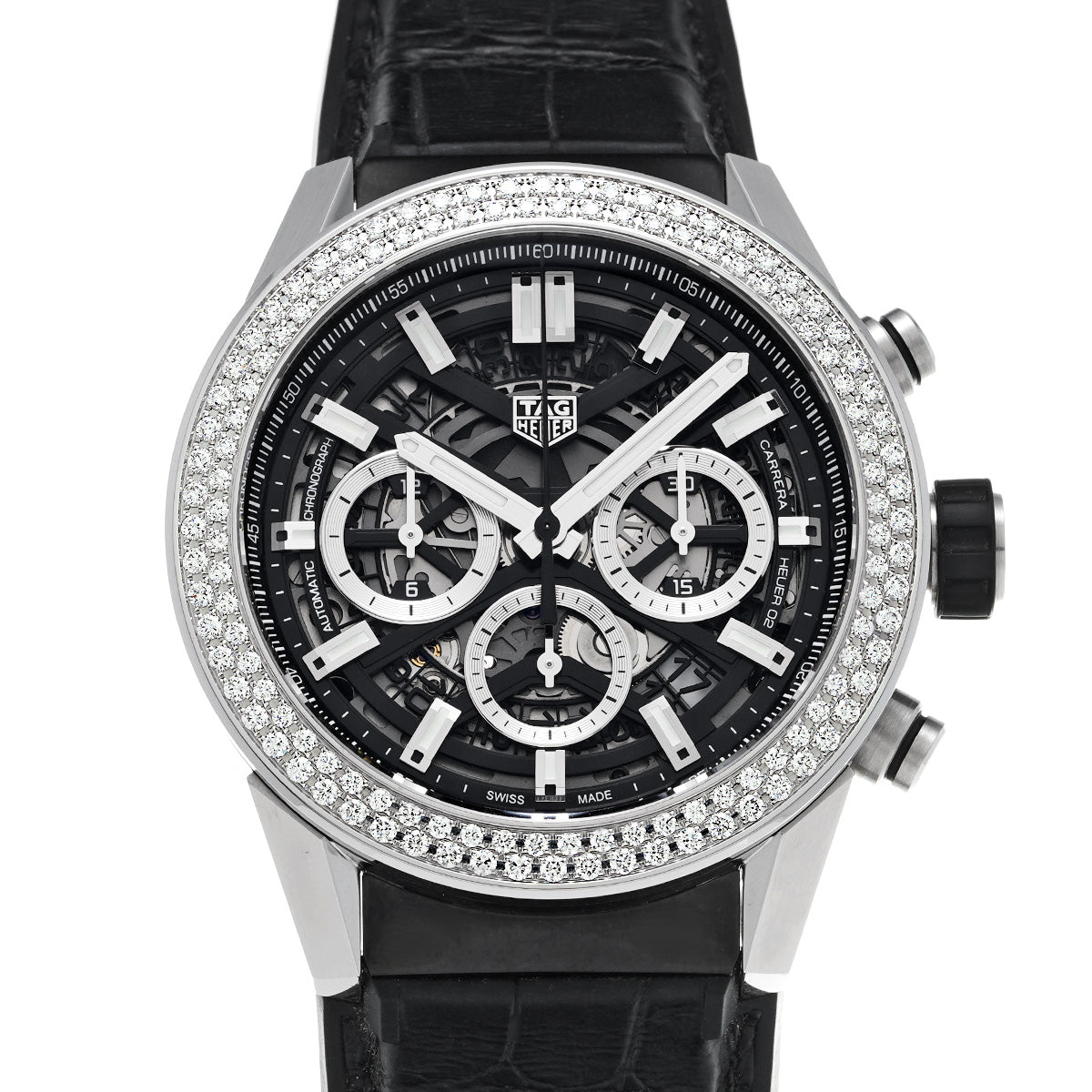 CARRERA Calibre Heuer 02 Chronograph CBG2A12.FC6450 Black TAG HEUER Men's [Pre-Owned].