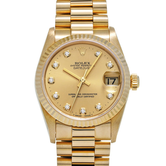 Datejust 78278G A (manufactured circa 1998) Champagne/Diamond ROLEX Unisex [Pre-Owned].