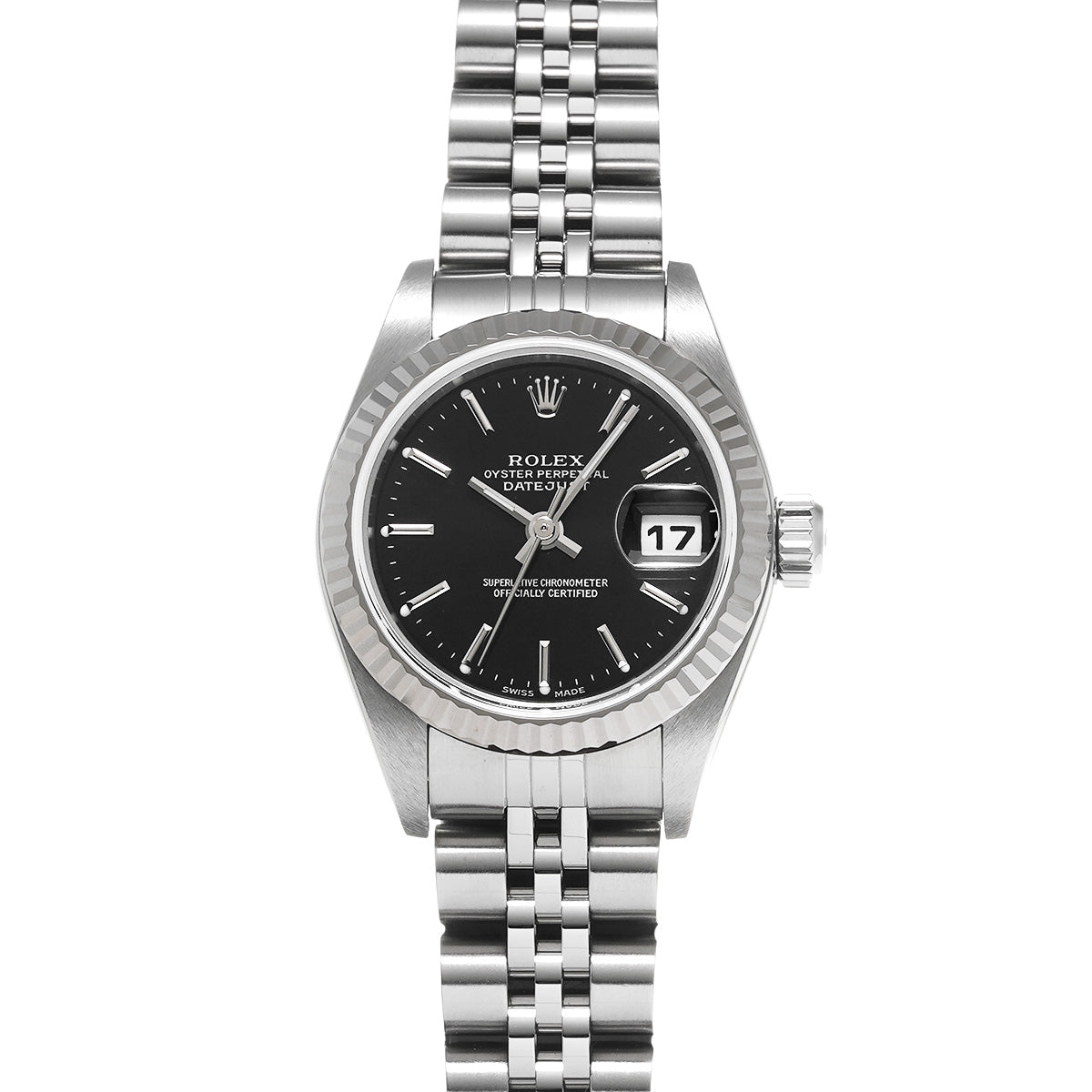 DATE JUST 79174 F (manufactured circa 2003) Black ROLEX Ladies [Pre-Owned].