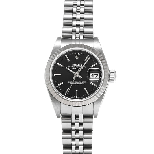 DATE JUST 79174 F (manufactured circa 2003) Black ROLEX Ladies [Pre-Owned].