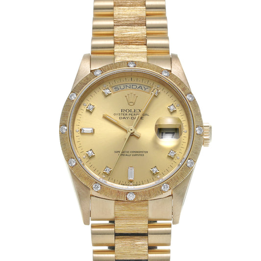 Day Date Bark 18308A L (manufactured circa 1990) Champagne/Diamond ROLEX Men's [Pre-Owned].