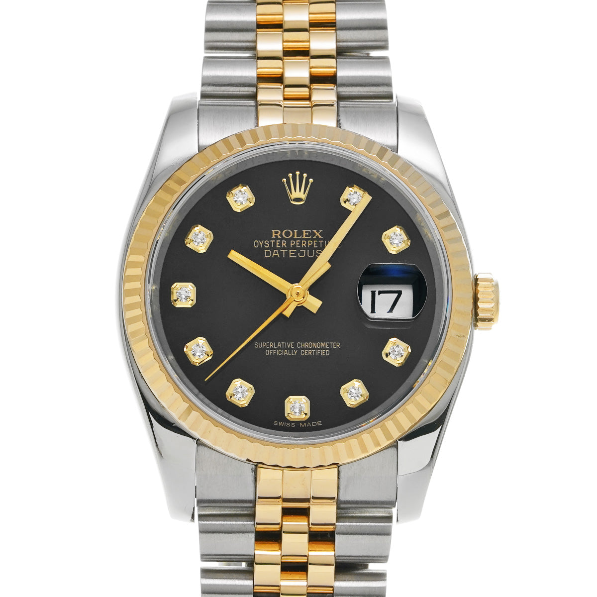 DATE JUST 116233G Random Serial Black/Diamond ROLEX Men's [Pre-Owned].