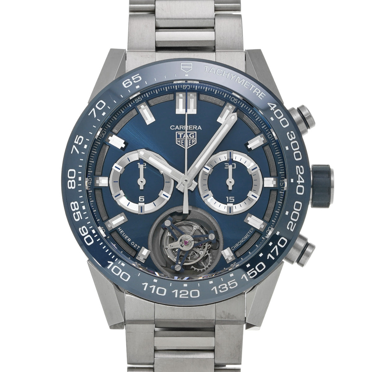 CARRERA Calibre Heuer 02T Chronograph Tourbillon CAR5A8C.BF0707 Blue TAG HEUER Men's [Pre-Owned].