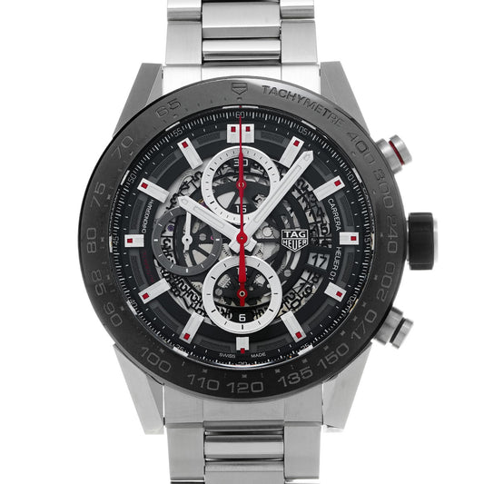 CARRERA CALIBRE HEUER 01 Chronograph CAR2A1W.BA0703 Black TAG HEUER Men's [Pre-Owned].