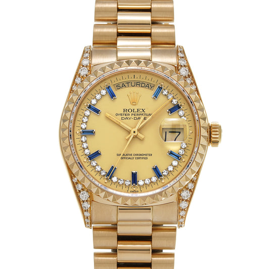 Day Date 18018 98th (manufactured circa 1986) Champagne/Diamond/Sapphire ROLEX Men's [Pre-Owned].