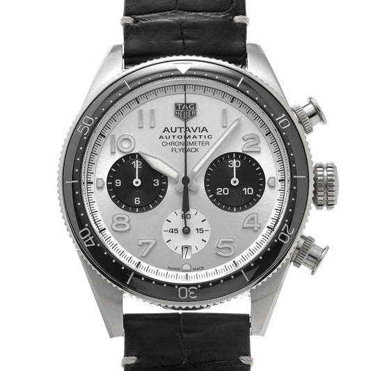 Autavia Calibre Heuer 02 Flyback Chronograph Chronometer CBE511B.FC8279 Silver/Black TAG HEUER Mens [Pre-Owned]
