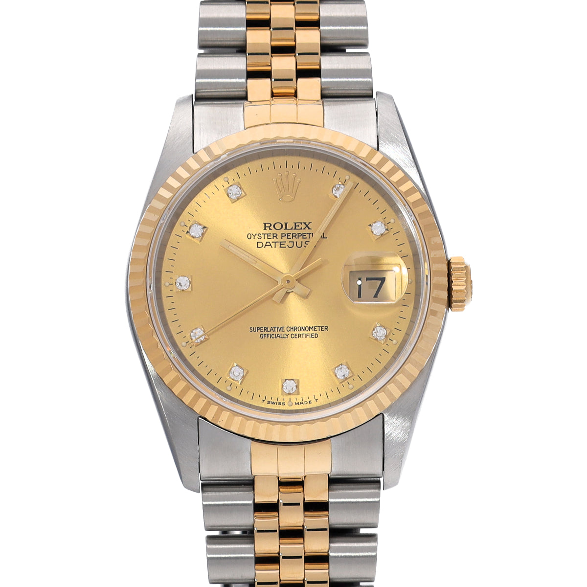 DATE JUST 16233G X (manufactured circa 1993) Champagne/Diamond ROLEX Men's [Pre-Owned].