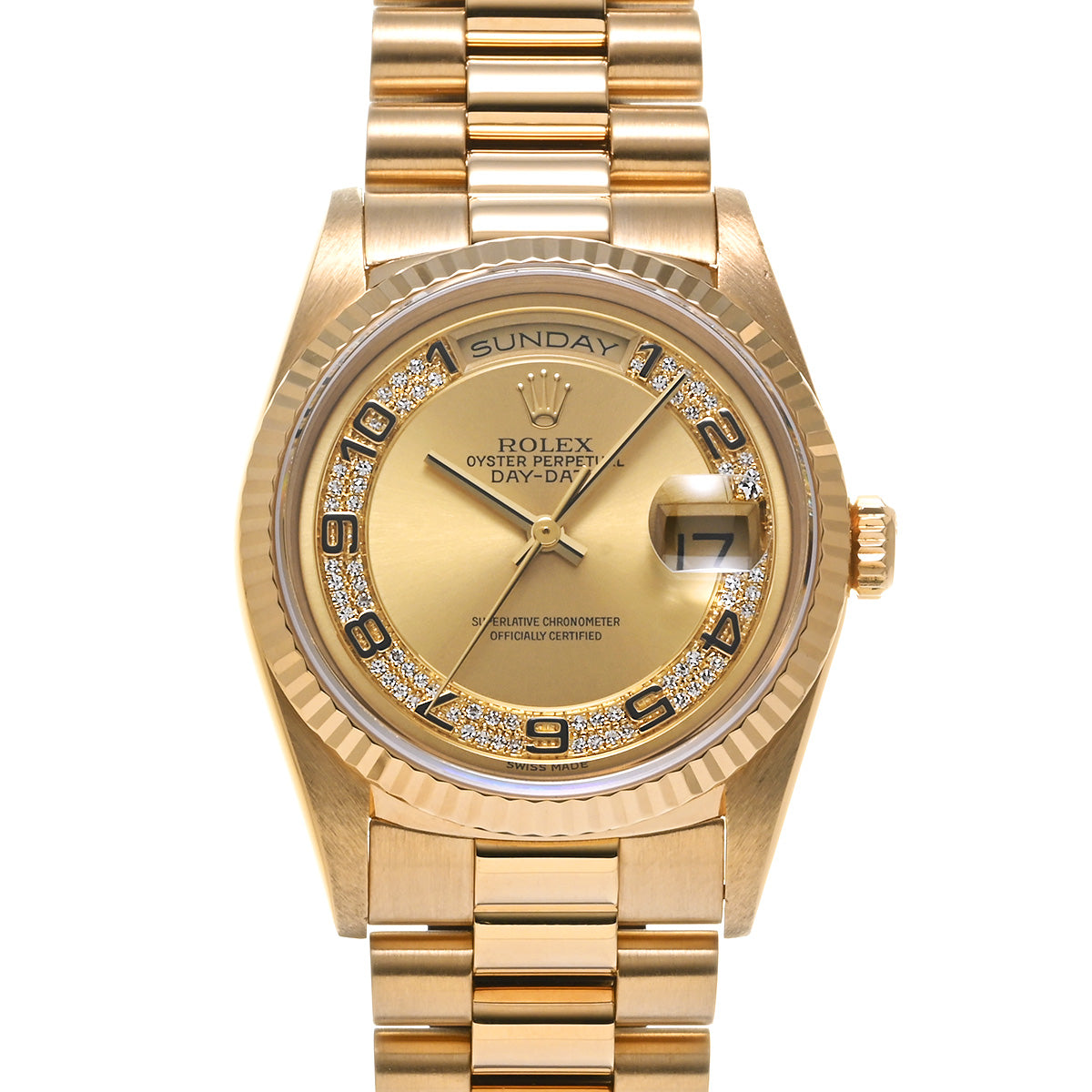 Day Date 36 18238MR W (manufactured circa 1995) Yellow Gold/Milliard Diamonds ROLEX Men's [Pre-Owned].