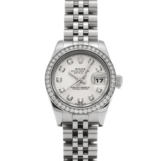 DATE JUST 179384G Random Serial Silver/Diamond ROLEX Ladies [Pre-Owned].
