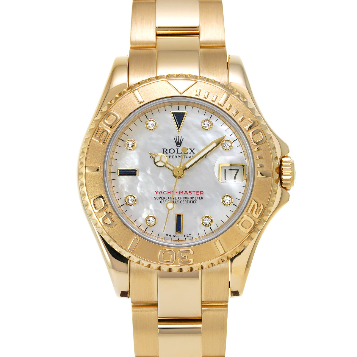 Yacht-Master 34 68628NGS T (manufactured circa 1996) White MOP/Diamond/Sapphire ROLEX Unisex [Pre-Owned].