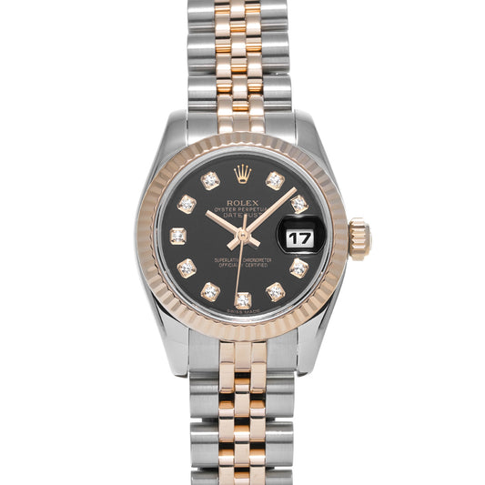 DATE JUST 179171G G (made around 2012) Black/Diamond ROLEX Ladies [Pre-Owned].