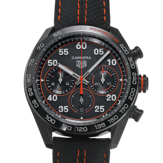 Carrera Calibre Heuer 02 Chronograph Porsche Orange Racing CBN2A1M.FC6526 Black TAG HEUER Mens [Pre-Owned]