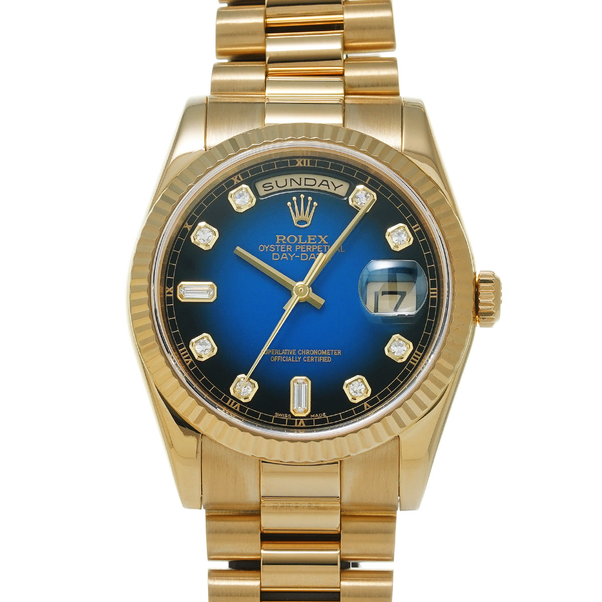 Day Date 118238A K (manufactured circa 2002) Blue Gradation/Diamond ROLEX Men's [Pre-Owned].