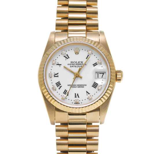 DATE JUST 68278G R (manufactured circa 1987) White/Diamond ROLEX Unisex [Pre-Owned].