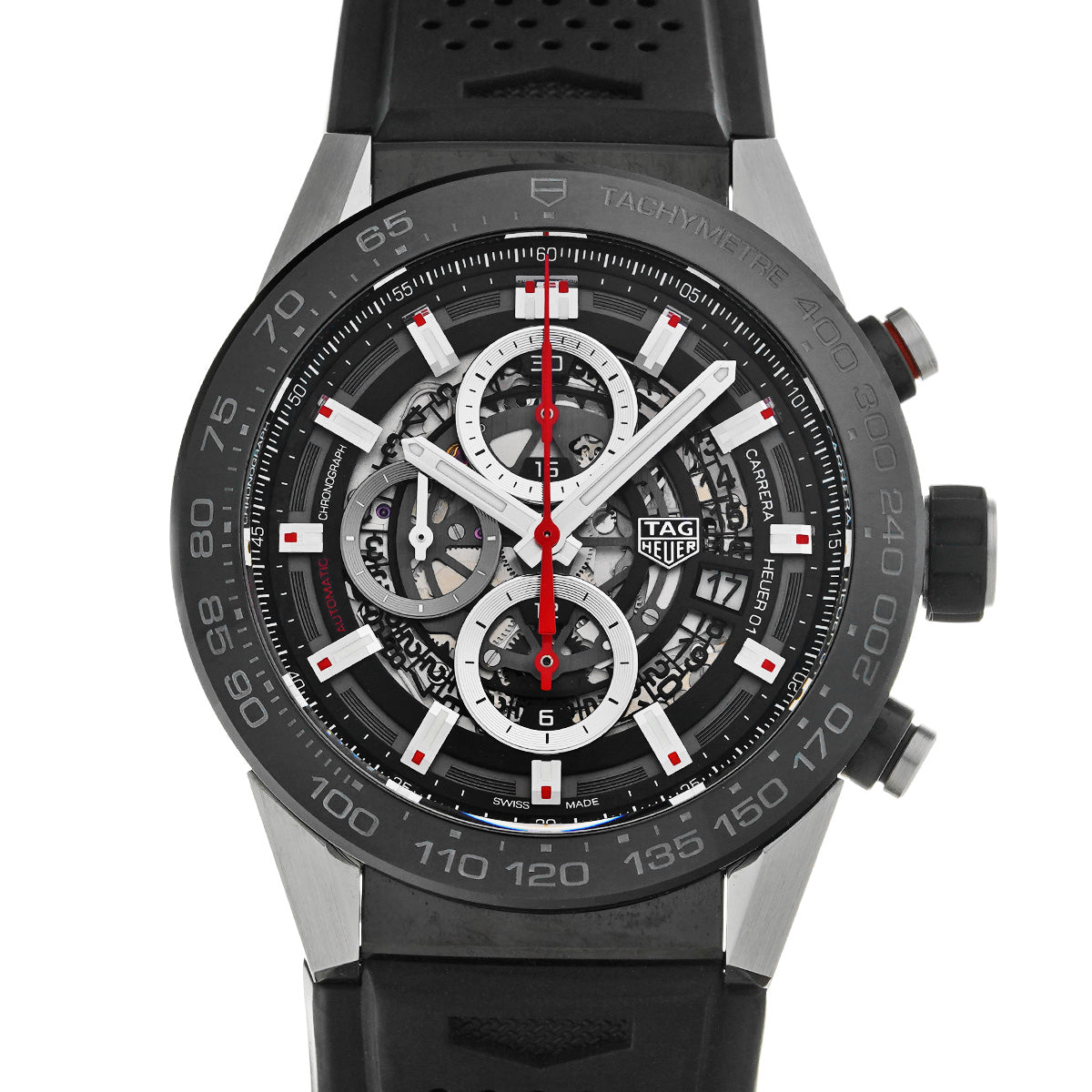 CARRERA CALIBRE HEUER 01 Chronograph CAR2A1Z.FT6044 Black TAG HEUER Men's [Pre-Owned].