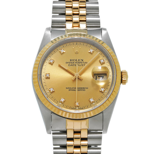 DATE JUST 16233G X (manufactured circa 1991) Champagne/Diamond ROLEX Men's [Pre-Owned].