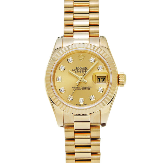 DATE JUST 179178G M (made around 2008) Champagne/Diamond ROLEX Ladies [Pre-Owned].