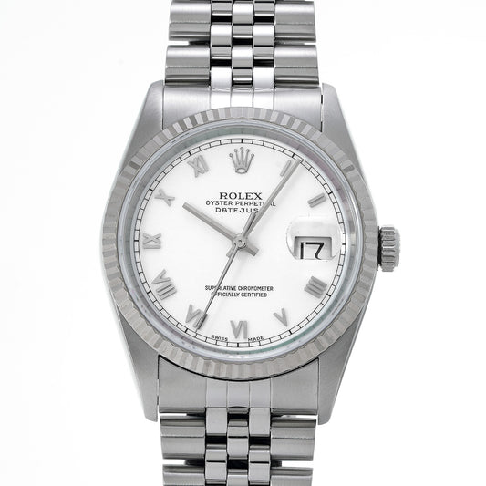 DATE JUST 16234 T (manufactured circa 1997) White ROLEX Men's [Pre-Owned].