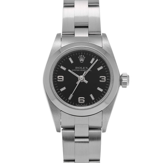 Oyster Perpetual 76080 P (manufactured circa 2000) Black ROLEX Ladies [Pre-Owned].