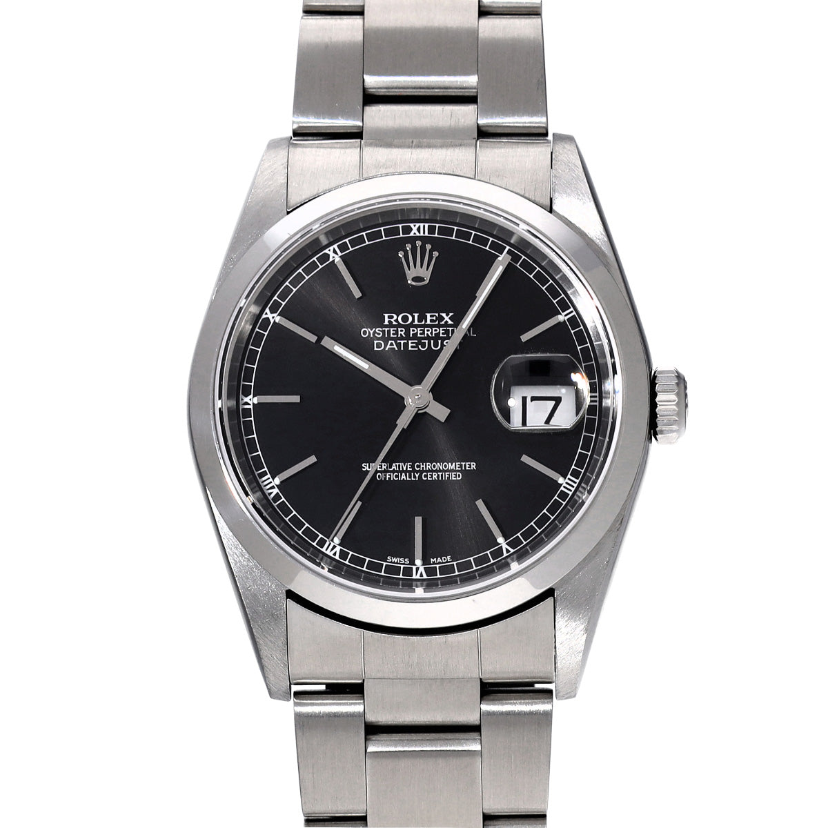DATE JUST 16200 Y (manufactured circa 2003) Black ROLEX Men's [Pre-Owned].