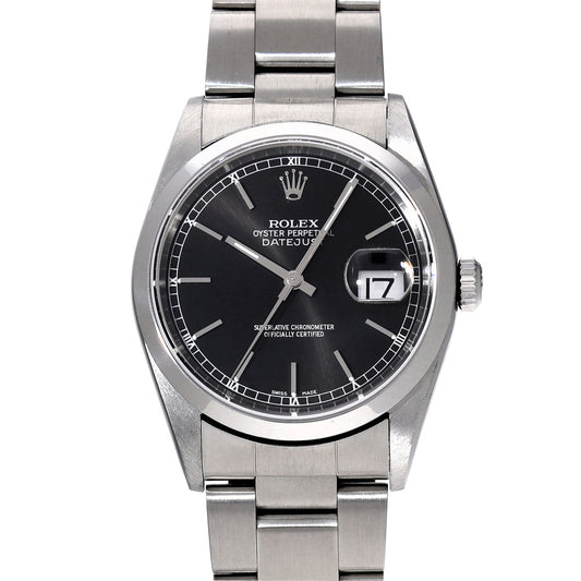DATE JUST 16200 Y (manufactured circa 2003) Black ROLEX Men's [Pre-Owned].
