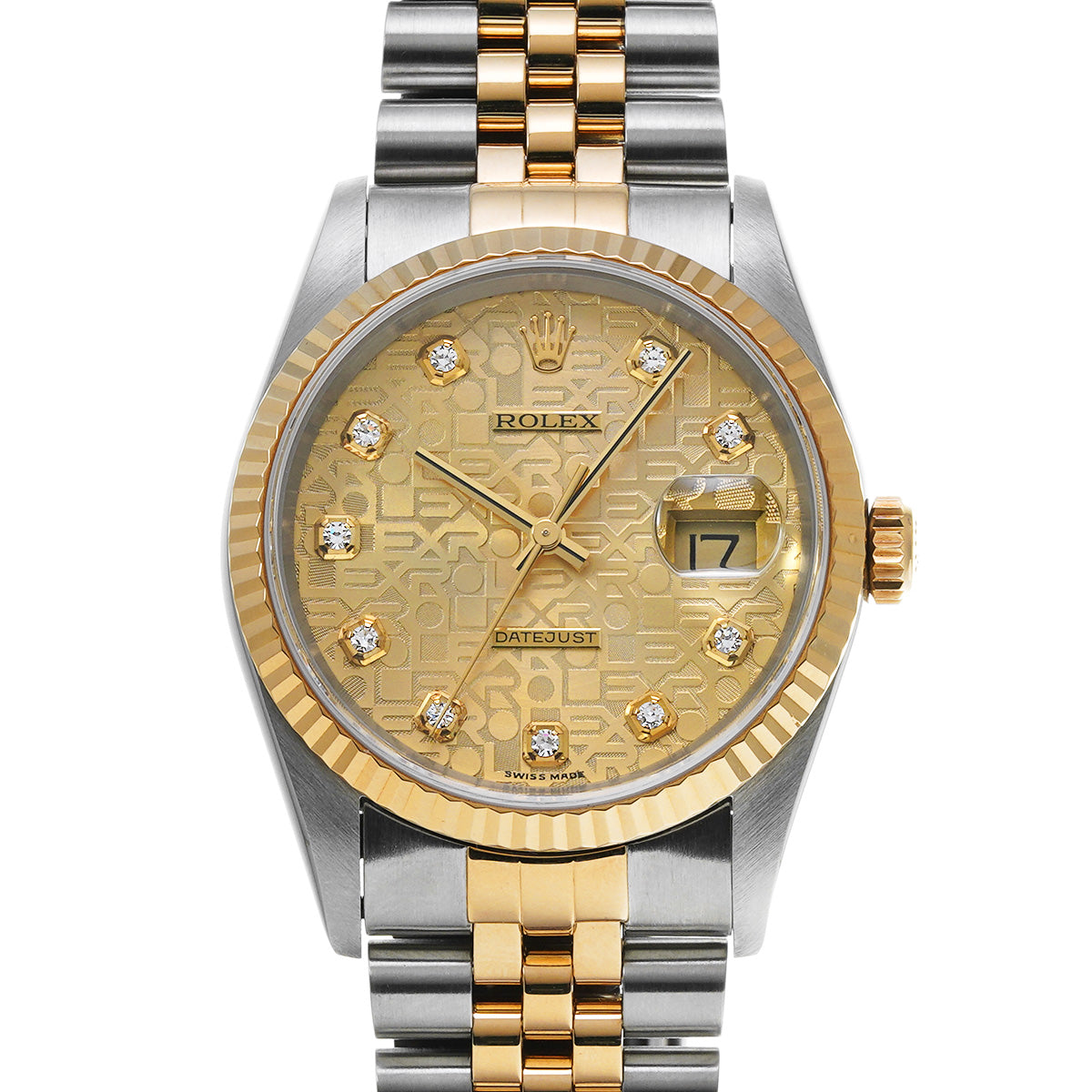 Datejust 16233G U (manufactured circa 1997) Champagne Computer/Diamond ROLEX Men's [Pre-Owned].