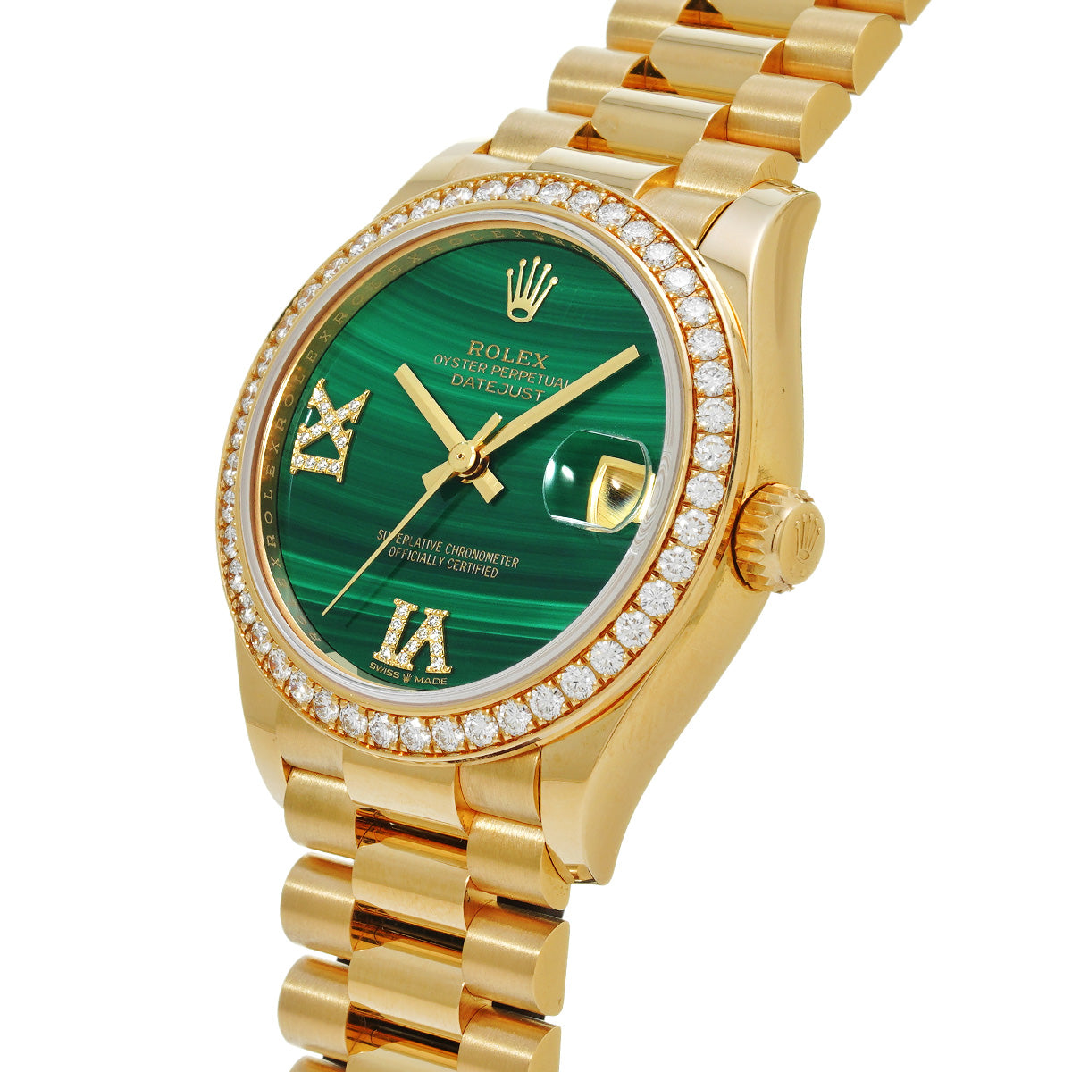 DATE JUST 31 278288RBR Random Serial Green Malachite/Diamond ROLEX Unisex [Pre-Owned].