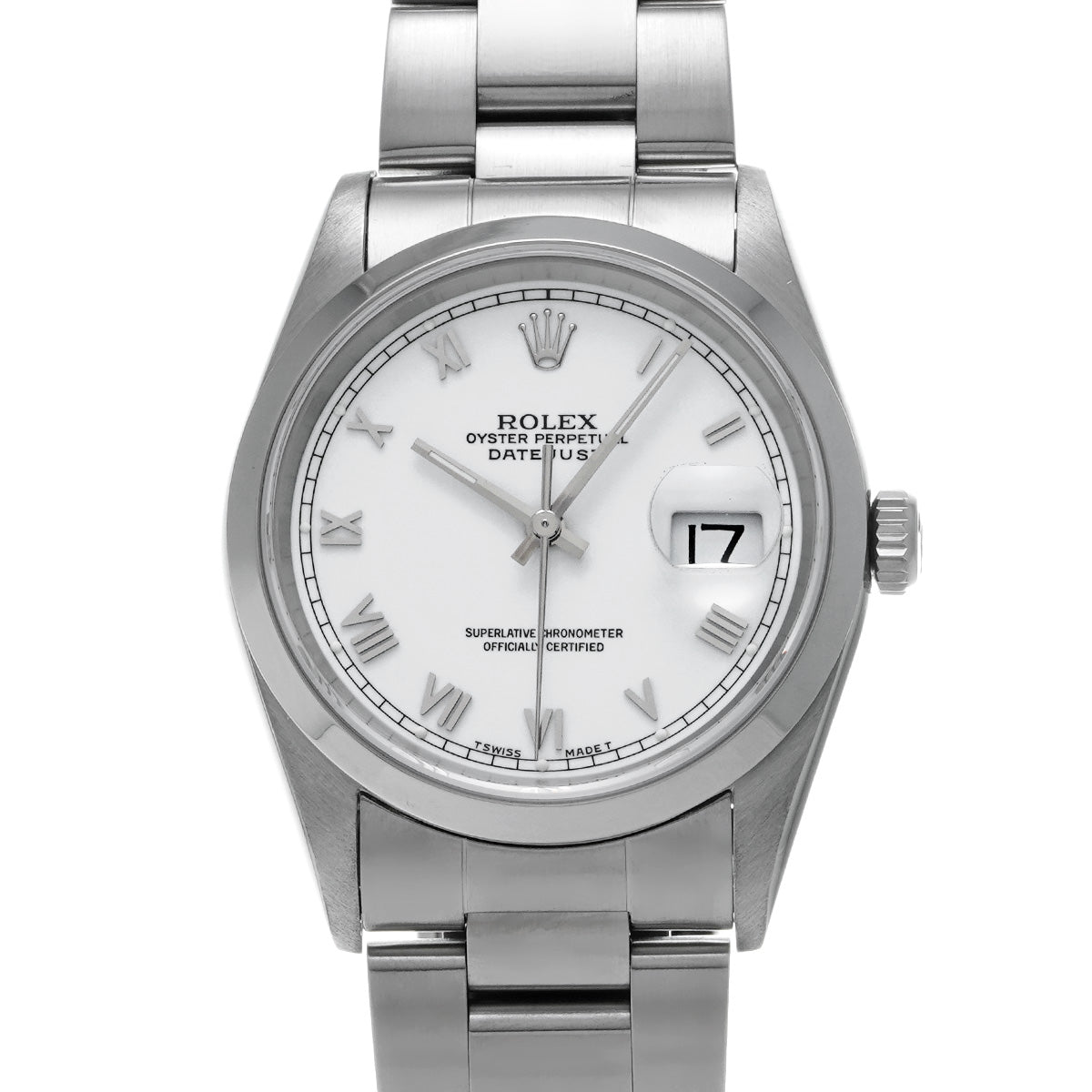 DATE JUST 16200 W (manufactured circa 1996) White ROLEX Men's [Pre-Owned].