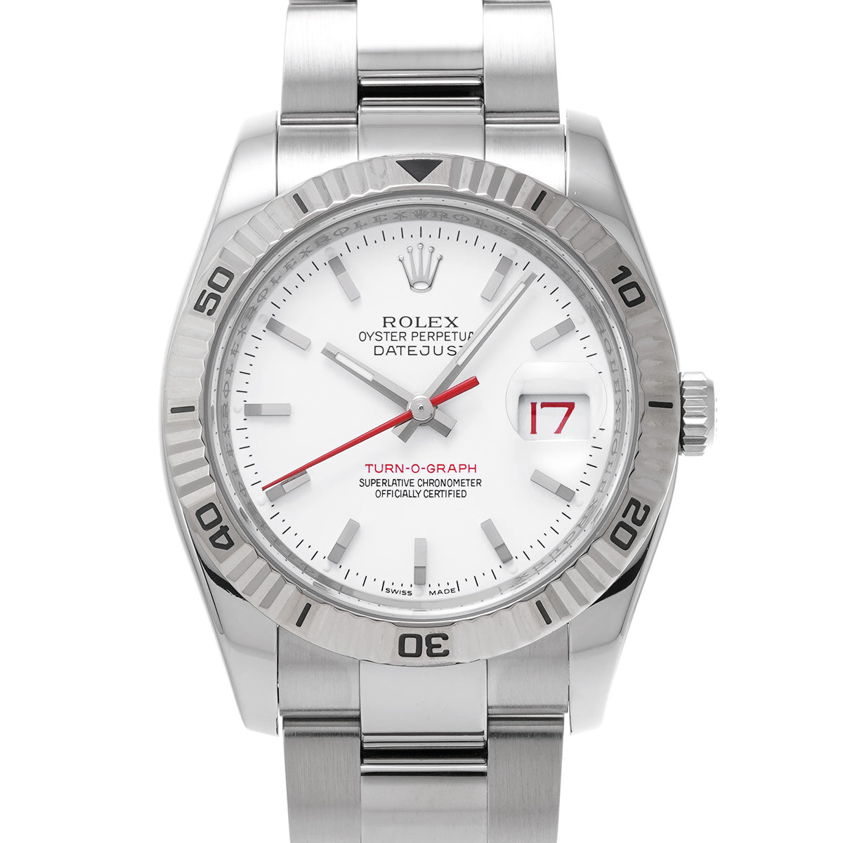 DATE JUST TURNOGRAPH 116264 F (manufactured circa 2004) White ROLEX Men's [Pre-Owned].