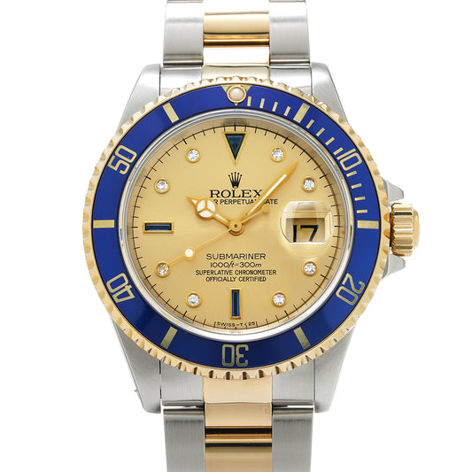 Submariner Date 16613SG N (manufactured circa 1992) Champagne/Sapphire/Diamond ROLEX Men's [Pre-Owned].