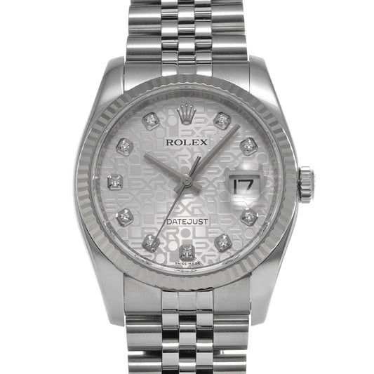 Datejust 116234G V (manufactured circa 2009) Silver Computer/Diamond ROLEX Men's [Pre-Owned].